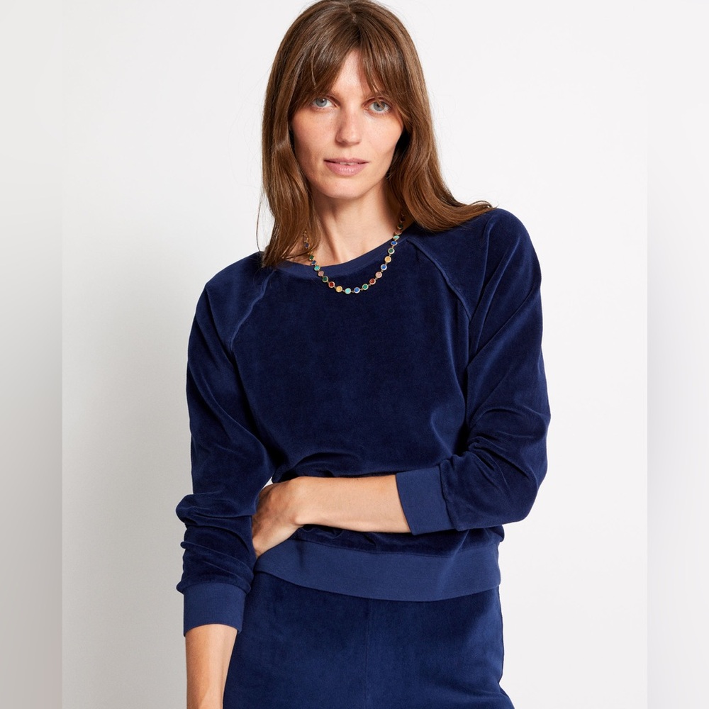 Suzie Kondi soft velour cotton stretch raglan top xs